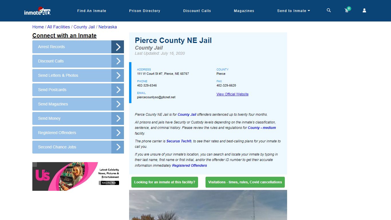 Pierce County NE Jail - Inmate Locator - Pierce, NE