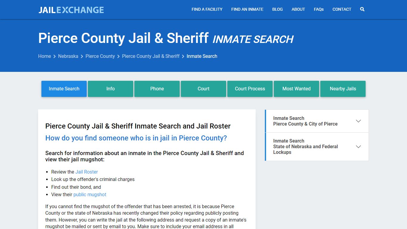 Inmate Search: Roster & Mugshots - Pierce County Jail & Sheriff, NE